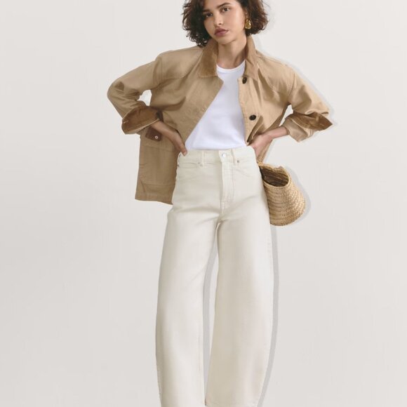 Everlane Cream Way High Jeans  w a Barrel like leg - Picture 2 of 9